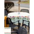 thumbnail image 5 of Outdoor Tablecloth with Umbrella Hole for Patio/Picnic/Party/Camping, Spring Tulip Waterproof Table Cloth Square Cover Washable, Botanical Budding Flowers Green Lattice (54"x 54"), 5 of 8