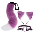 thumbnail image 1 of Conjunto de orejas y cola de gato, accesorios para el cabello de cosplay, tocado, accesorios para disfraz de gato Púrpura blanco, 1 of 9