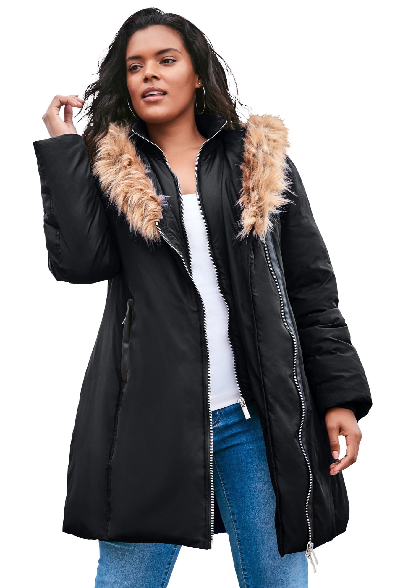plus size black hooded jacket