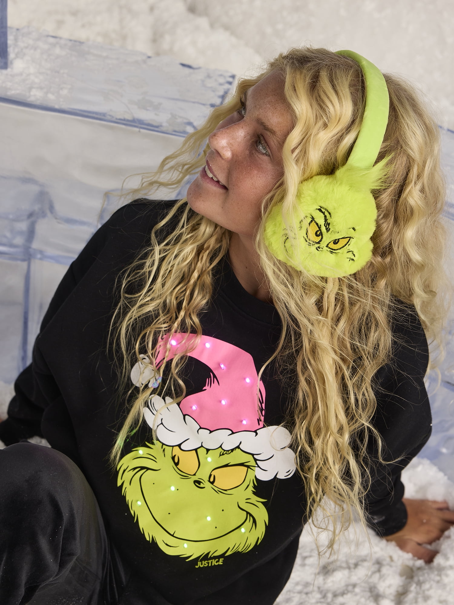 Justice Girls x Dr. Seuss' The Grinch Faux Fur Earmuffs, Green