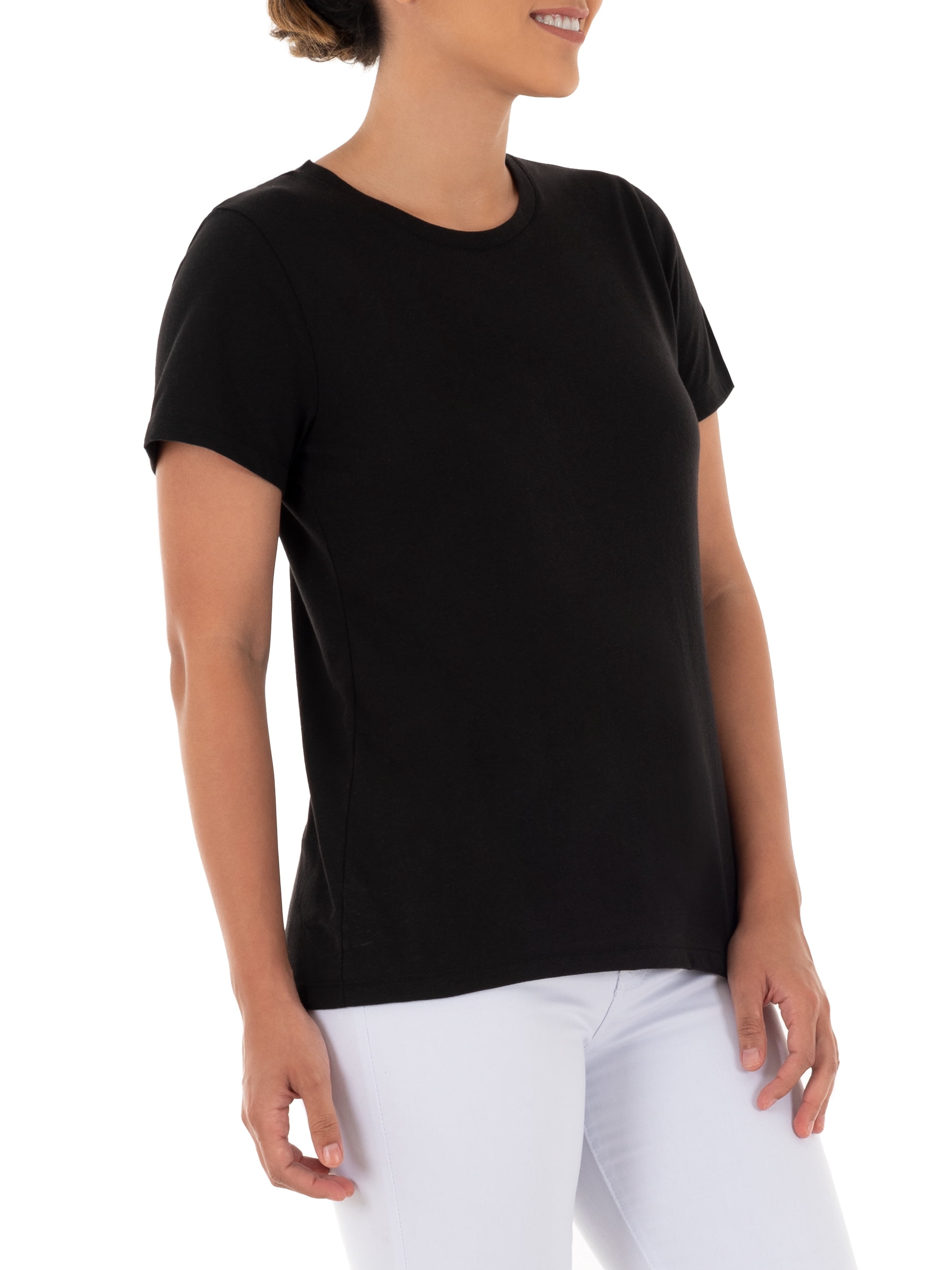 Time and Tru Women's Crewneck Tee with Short Sleeves, 2-Pack, Size XS-XXXL