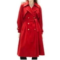thumbnail image 5 of Pimfylm Women's Notch Lapel Double Belted Long Outwear Winter Coat Red, XL, 5 of 7