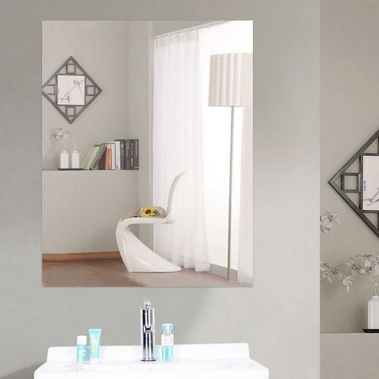 White Plastic Self-Adhesive Mirror Wall Sticker, For Bathroom at