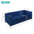 thumbnail image 5 of 77.3*32" Mid Century Velvet Sofa,2-3 Seater Modern Couch, Exquisite Loveseat with Vertical Striped Decoration and Metal Legs for Living Room,Bedroom,Apartment,Office,2 Colors, 5 of 9