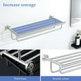 thumbnail image 5 of 24 inch Towel Shelf with Double Towel Bars,Towel Rack for Bathroom,SUS 304 Stainless Steel Wall Mount Towel Holder Storage,Brushed Nickel, 5 of 10