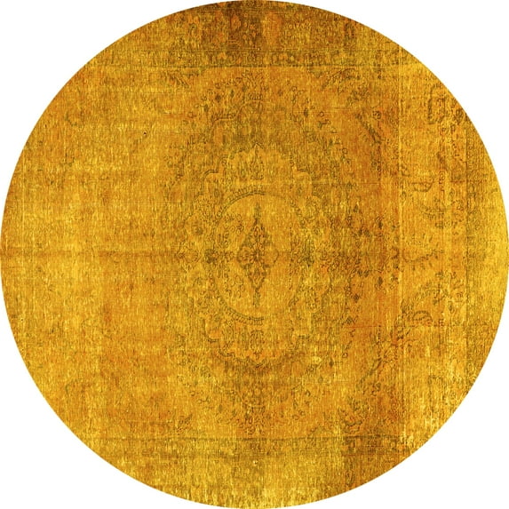 Ahgly Company Indoor Round Persian Yellow Traditional Area Rugs, 7' Round