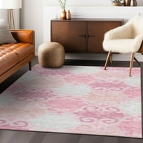 Addison Rugs Chantille Indoor/Outdoor Transitional Scrolls Pink Washable Rectangle Rug, 9' x 12'