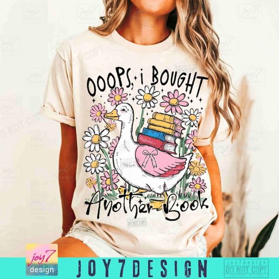 Oops I Bought Another Book Funny Goose Bookish T-shirt, Boho Floral Book Goose Shirt, Sassy Sarcastic Book Club Shirt Retro Aesthetics Png TH280501