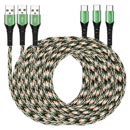 AGOZ 3 Pack 10ft Camo Type-C USB Fast Charging Charger Cable for Samsung Galaxy S24, S23 S22, S21, S20, Note 20 10 9 8, A02s A03s A13 A14 A23 A24 A32 A42 A52 A53 A54 A71, Z Fold 4, Z Flip 4, Z Flip 5