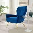 thumbnail image 2 of Armchair Accent Tufted Chair, Blue Navy, Velvet, Modern Contemporary, Mid Century Living Hotel Lounge Cafe Lobby, 2 of 8