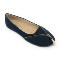Victoria K Women's Slip-on Denim With Zipper Ballerina Flats