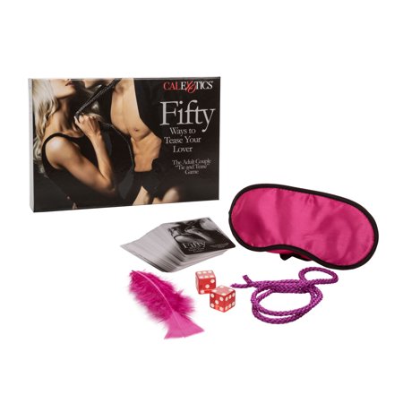 CalExotics Fifty Ways to Tease Your Lover  Tie & Tease Game (feather  dice  tie  cards  blindfold)