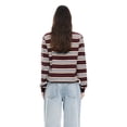 thumbnail image 5 of Rdhnmea Women Striped T-Shirt Contrast Color Long Sleeve Lapel Neck Pullover, 5 of 8