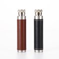 thumbnail image 3 of 1pc 1oz en Acier Inoxydable Portable Tube à Vin en Cuir Couverture Forme de Tube de Cigare Base Ronde pour une Utilisation en Extérieur (Brun + Argent), 3 of 7