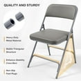 thumbnail image 4 of Padded Folding Chairs with Comfortable Thick Padding and Steel Metal Frame, Portable, Storable Indoor/Outdoor Seating for Office Events, Wedding Party, Dining, PU, Gray, 1 Pack, 4 of 10