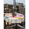 thumbnail image 2 of Outdoor Tablecloth with Umbrella Hole for Patio/Picnic/Party/Camping, Watercolor Colorful Floral Waterproof Table Cloth Round Cover Washable, Spring Summer Flowers (Dia 54"), 2 of 8