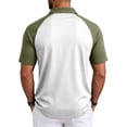 thumbnail image 5 of Hsovts Mens Color Block Polo Shirt- Turndown Collar Breathable Raglan Sleeve Lightweight Summer Casual Short Sleeve Polos Army Green 2XL, 5 of 7