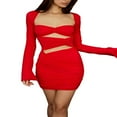 thumbnail image 1 of Femmes Spaghetti Sangle Mini Robes avec des Gants hors Épaule Sans Manches Bodycon Robe de Soirée Usure de Club, 1 of 7