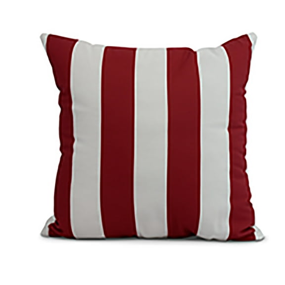 Simply Daisy, 20 x 20 inch, Rugby Stripe, Stripe Print Pillow, Red