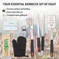 thumbnail image 4 of Colorful Stainless Steel BBQ Grilling Accessories Kit For Backyard, Thick Stainless Steel Grill Utensils With Non-Slip Handle Tools, Apron, Bamboo Skewers, And Disposable Gloves, 4 of 9