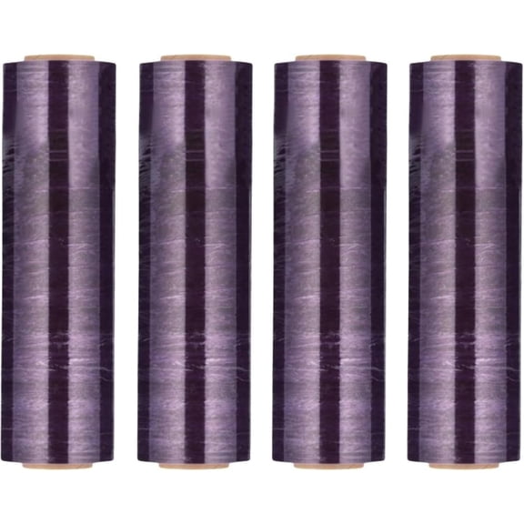 MMBM Purple Hand Stretch Wrap 18" x 1500' 63 Gauge 4 Rolls Transparent Tinted Film for Pallet Wrapping Moving Packing