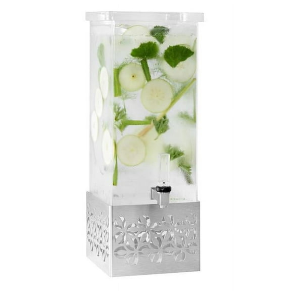 Iris Rectangle Stainless Steel & Acrylic Beverage Dispenser - 4 gal