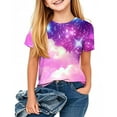 thumbnail image 2 of Favoffer Unisex Kids' Summer Multicolor Galaxy-Graphic Cool Tee Relaxed Round Neck Short-Sleeve Stretchy Top, for Casual, Travel, Play, Sport 3-14Y, 2 of 8