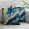 thumbnail image 3 of Acheng Turquoise Marble Pillow Cover Abstract Blue Teal Ripples of Agate Ocean Swirls Ink Art Luxury Farmhouse Decorative Throw Pillow Cover Square Cushion Case for Home Sofa Couch Decor 18x18in, 3 of 7
