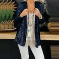thumbnail image 2 of XFLWAM Women's Sequin Cardigan Long Sleeve Open Front Jacket Casual Party Cocktail Outerwear Coat Navy Blue M, 2 of 6
