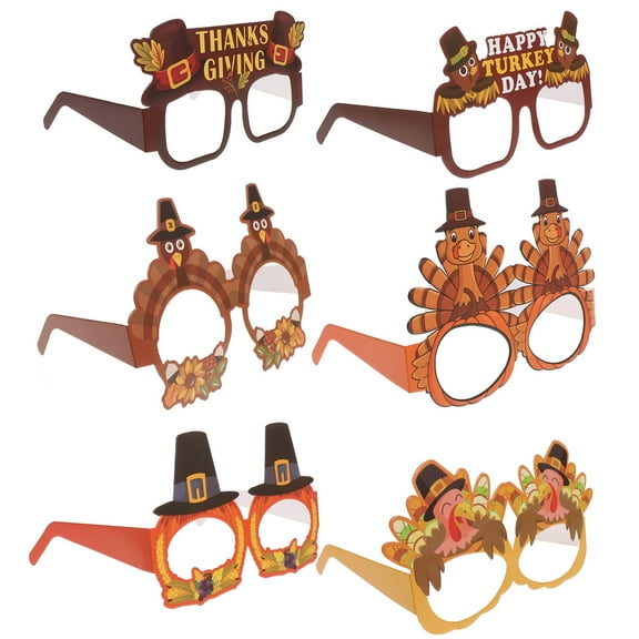 WASHWEPE Thanksgiving Glasses Paper Party Favor All Kinds of People Family Gathering 6pcs
