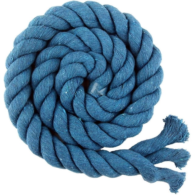 Yazoeia 5.46 Yards Natural Twisted Cotton Rope, Macrame Cord Natural Cotton Rope, 3 Strand Solid Colors Braided Cotton String for Craft Knitting Thread Wall Hanging and DIY Crafts, 20mm