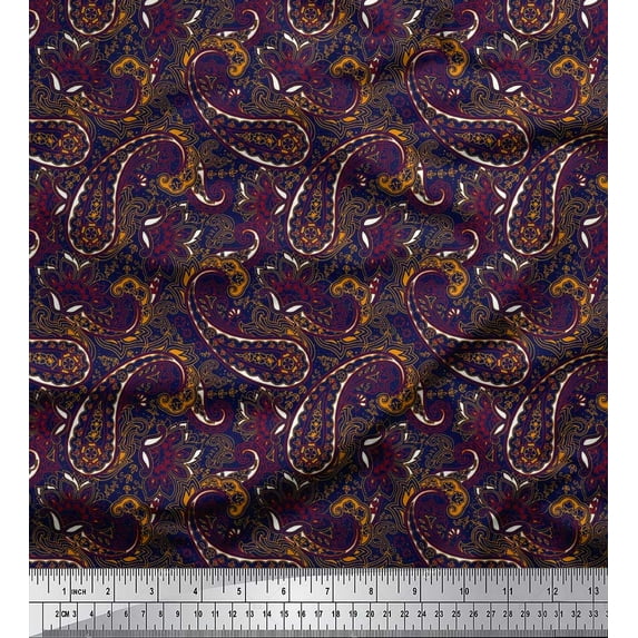Soimoi Cotton Jersey Fabric Floral & Paisley Print Sewing Fabric Yard 58 Inch Wide