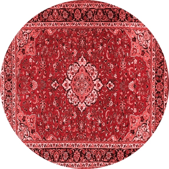 Ahgly Company Indoor Round Medallion Red Traditional Area Rugs, 3' Round