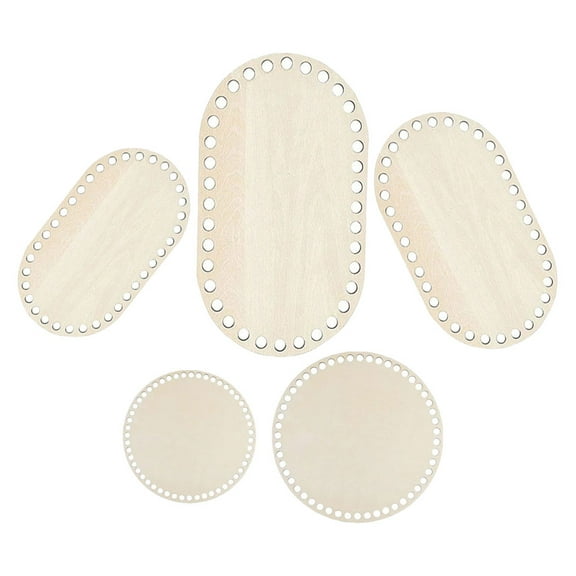 WORGEOUS 5 Pcs Wooden Basket Bases Round Oval Blank Crochet Basket Base Crochet Bag Bottom Crochet Bottom Accessory For Diy Basket Craft Weaving