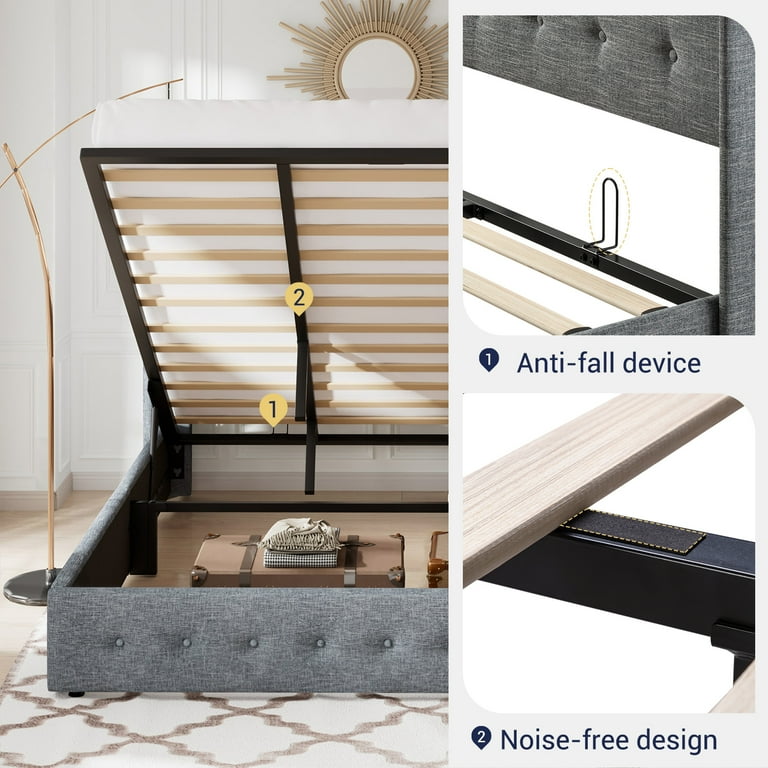 Allewie King Size Bed Frame with Velvet Upholstery