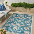 thumbnail image 4 of 5' X 8' Turkish Blue Yellow Pink And Light Gray Floral Stain Resistant Indoor Outdoor Area Rug, 4 of 10