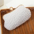 thumbnail image 4 of Bolsa Bolso de embrague de perlas Bolso de noche con cuentas de cristal hecho a mano Bolso de boda (Blanco) Tmvgtek Para estrenar, 4 of 9