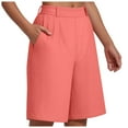 thumbnail image 3 of vigerkar Bermuda Shorts for Women High Waisted Linen Dressy Casual Pleated Wide Leg Summer Shorts with Elastic Waist Pink, XL, 3 of 9