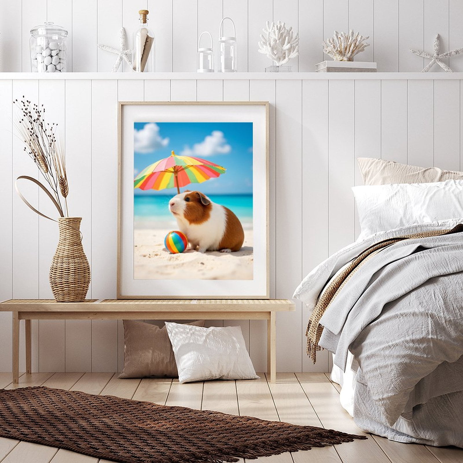 Diamond Art Kits for Adults - 5d Guinea Pig Beach Umbrella Ball Diamond Painting for Adults, Diamond Art for Adults Beginners, Diamond Painting Kits for Adults for Home Wall Decor