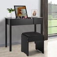 thumbnail image 1 of Costway Ensemble de Coiffeuse Noir Miroir avec Tabouret et Boîte de Rangement, 1 of 10