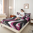 thumbnail image 4 of Manfei Pink Stripes Adult Bed Sheets, Abstract Ombre King Sheets, Chic Geometric Artwork Sheet Set, Lightweight Room Decor, 4-Piece, 4 of 7