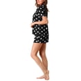 thumbnail image 4 of INSPIRE CHIC Pyjama pour Femmes à Manches Courtes, Col à Encoche, Passepoilé, Boutonné, à Pois, Ensemble de Pyjama, XX-Grand, Noir, 4 of 7