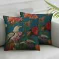 thumbnail image 2 of Nawypu  Decorative Pillow Covers Victorian Colorful Celebration Vintage Engraving Floral Begonia Colibri Pattern Exotic Fern Blue Throw Pillow Square Cushion Covers Bench Couch Decoration 2pcs, 2 of 6