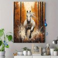 thumbnail image 4 of Qisvanset 12x16 Inch 2D Flat Framed Canvas Art, White Horse Gallop Autumn Forest Equestrian Western Farmhouse Wall Art, 4 of 5