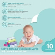 Spasilk Baby Washcloth Wipes Set for Newborn Boys and Girls, Terry Bath Scrub, Pack of 10, Aqua Bubbles