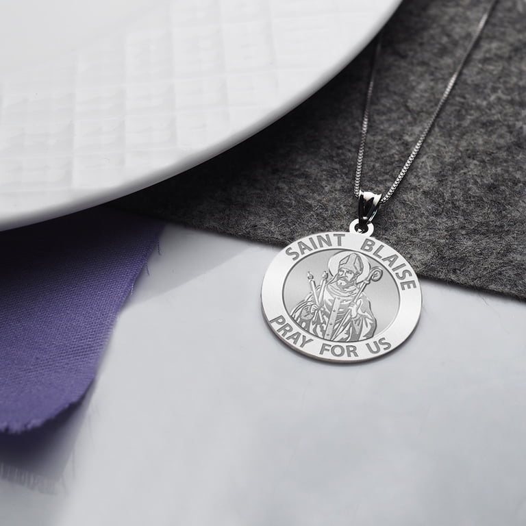 Saint Blaise Religious Medal - Sterling Silver, 2/3 Inch (Dime Size), Patron Saint Of Throats