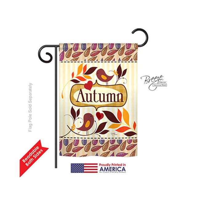 Breeze Decor 63003 Récolte & Automne Oiseaux Automne Drapeau de Jardin Impression Recto-Verso - 13 x 18,5 Po.