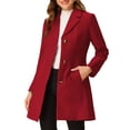 thumbnail image 1 of Abrigos de trench de mujer Inspire Chic, de un solo botón, abrigo largo de invierno 2XL burdeos, 1 of 6