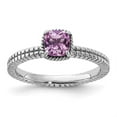 thumbnail image 4 of Auriga 925 Sterling Silver Created Pink Sapphire Ring for Women Size- 9, 4 of 6