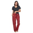 thumbnail image 2 of Ashford & Brooks Women's Woven Short Sleeve Jersey Top & Pajama Pants Set, Red/Black Stewart, M, 2 of 6